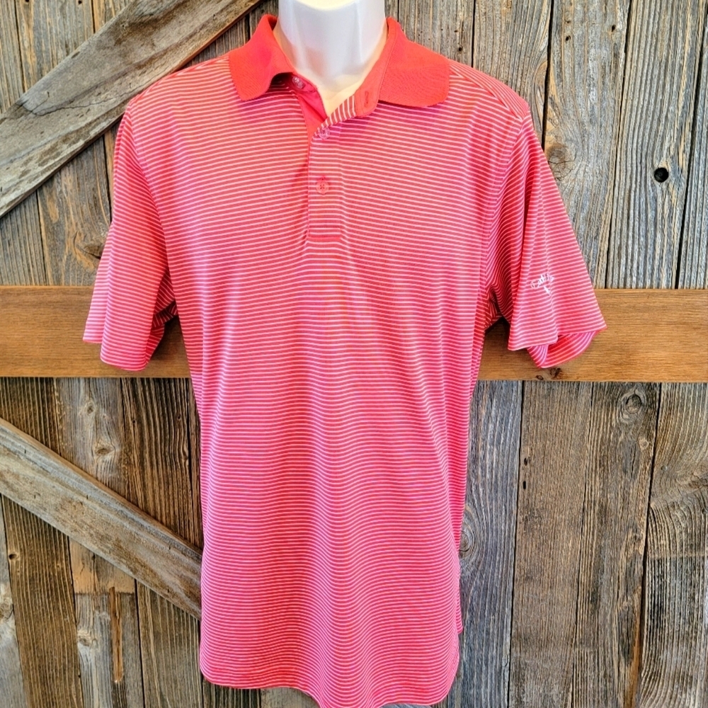 CALLAWAY PERFORMANCE SHORT SLEEVE STRIPED GOLF POLO SHIRT MENS L EXCELLENT